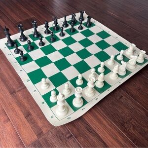 Chess Set Weighted Indoor Outdoor with Roll up Board